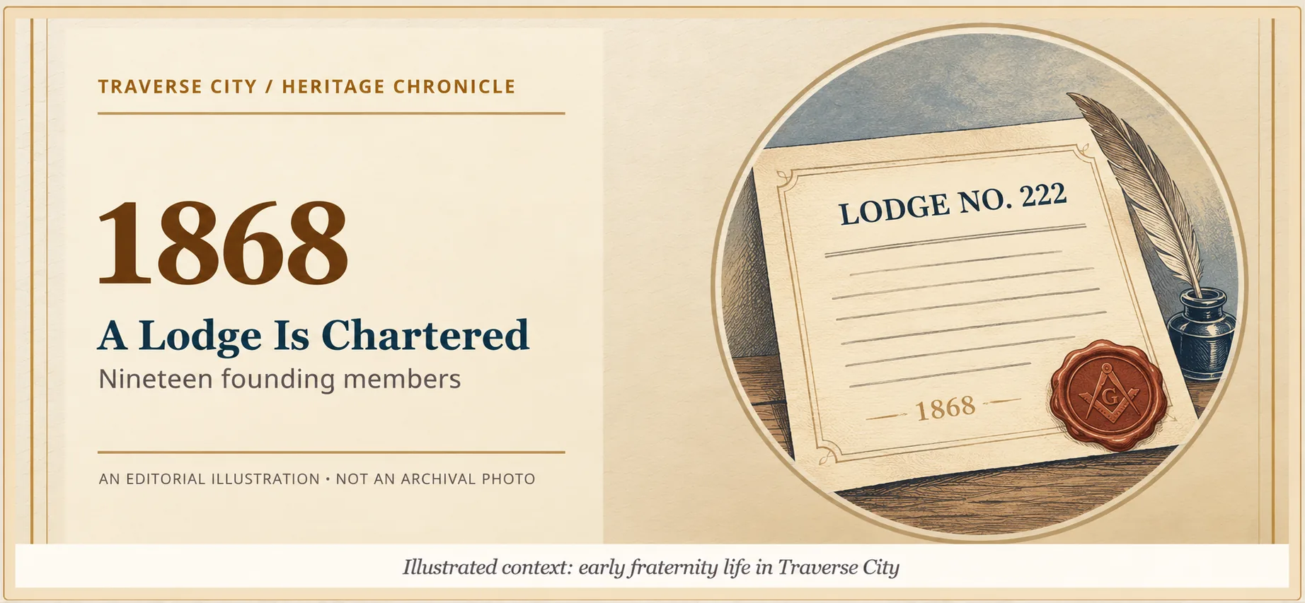 Editorial illustration for chapter 2: A Lodge Is Chartered