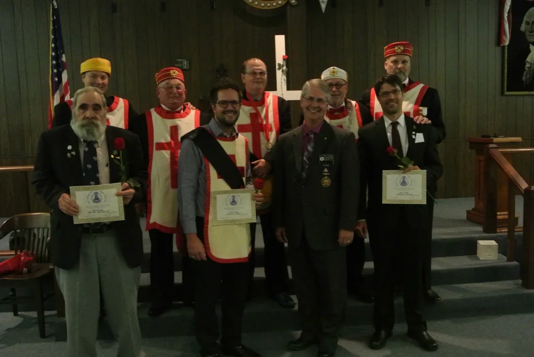 Lodge members in ceremonial attire