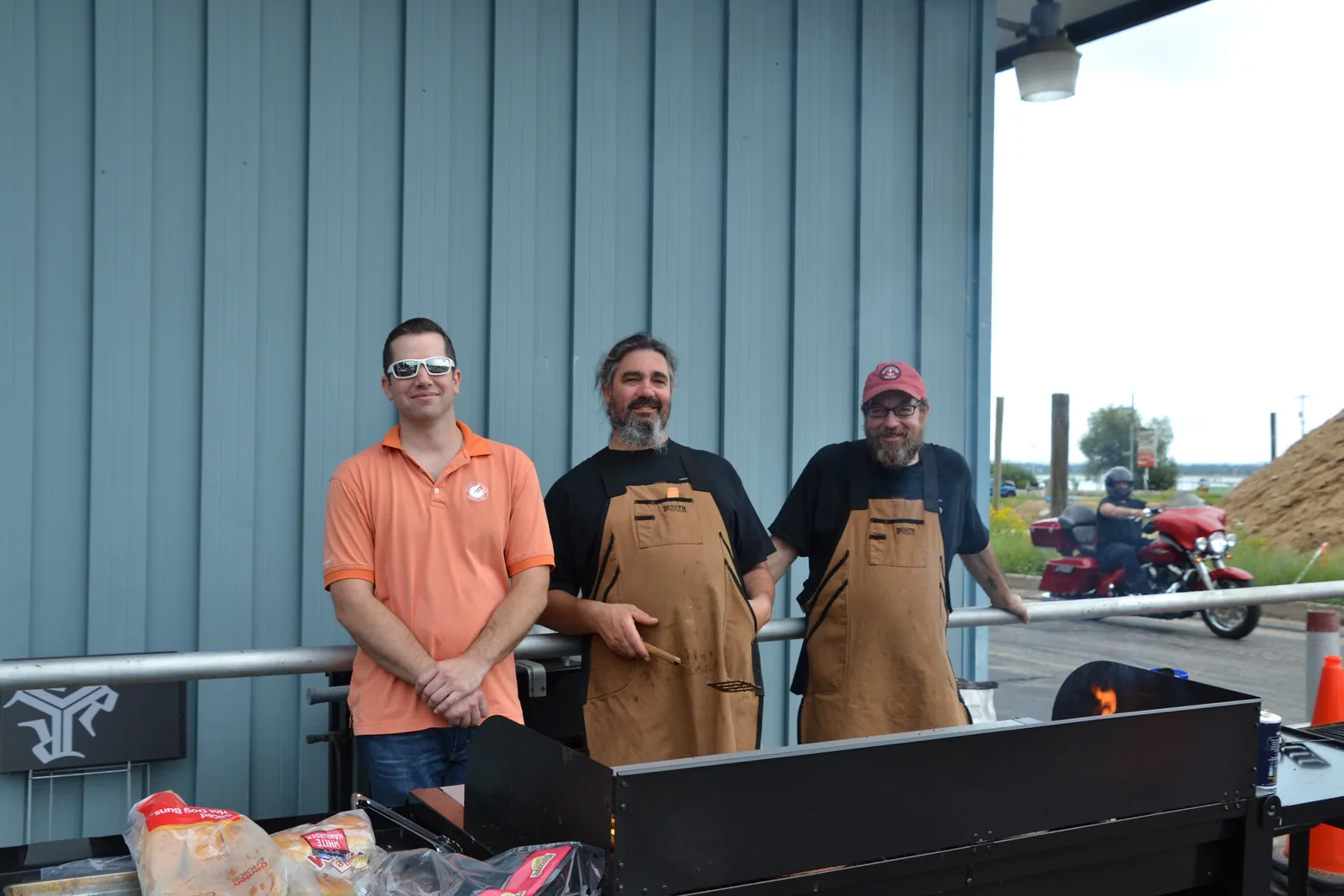 Volunteers preparing equipment