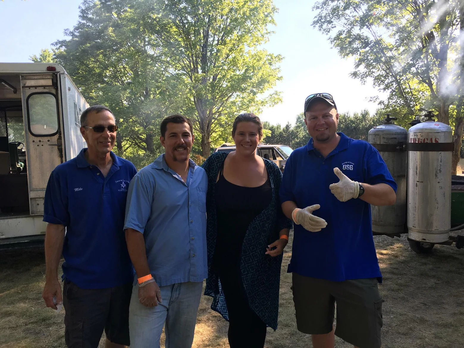 Volunteers gathered outdoors