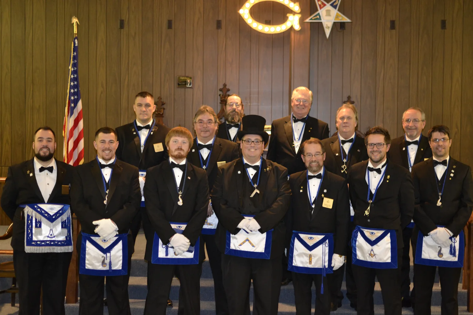 Lodge members posing in formal dress