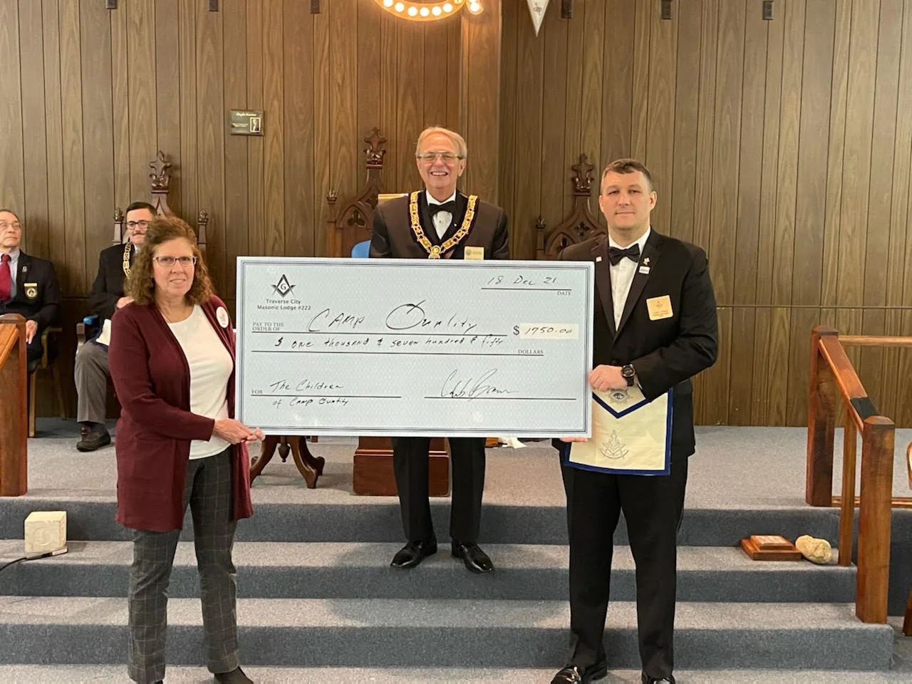 Presentation of a large donation check